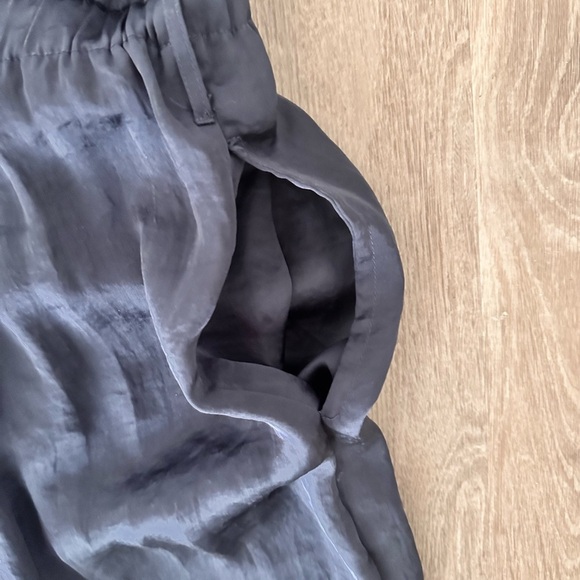 ZARA Navy Blue Embroidered Floral Wide Leg Jumpsuit Jumper Romper M - Picture 7 of 8